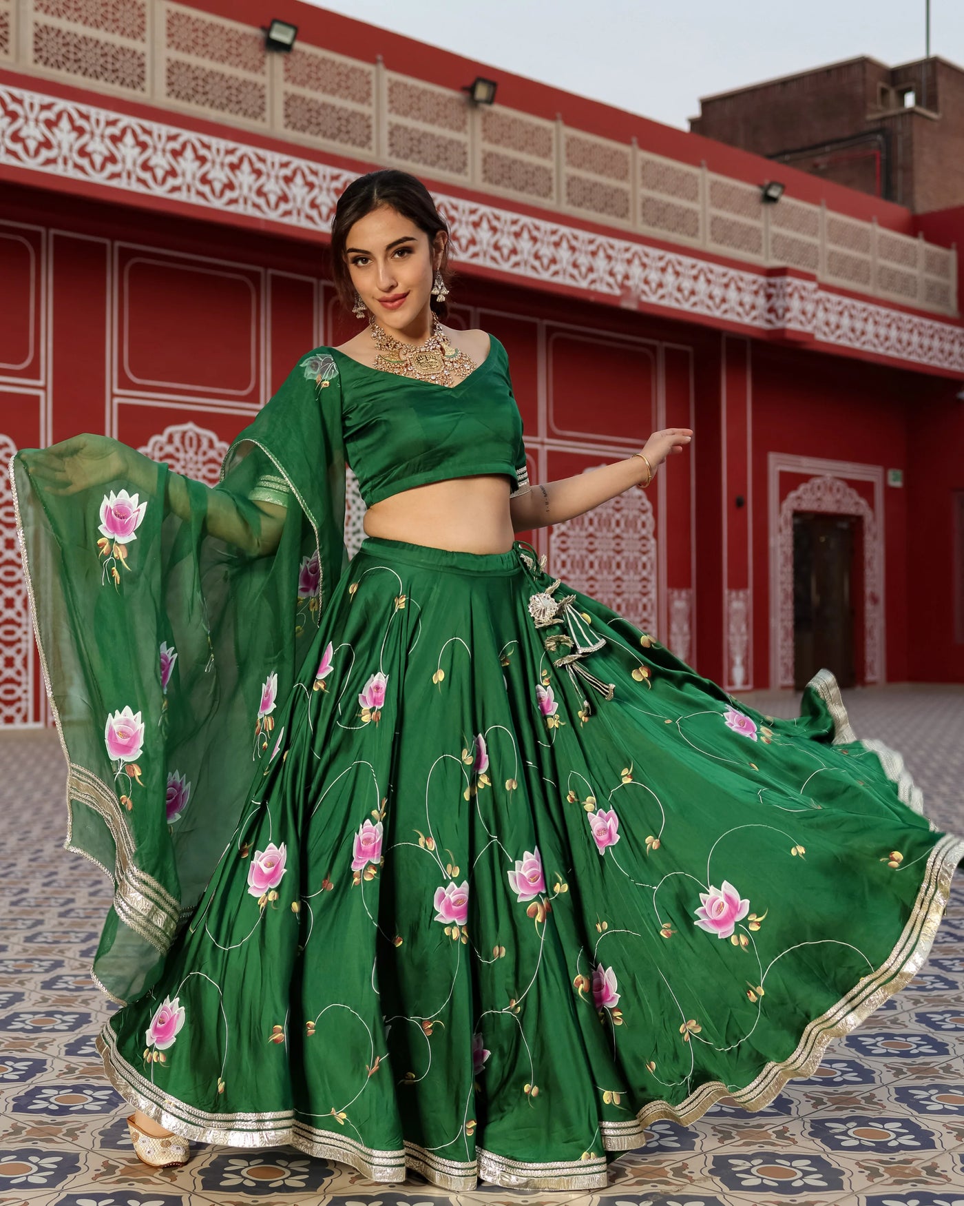 Rosewood Garden Threadwork Lehenga