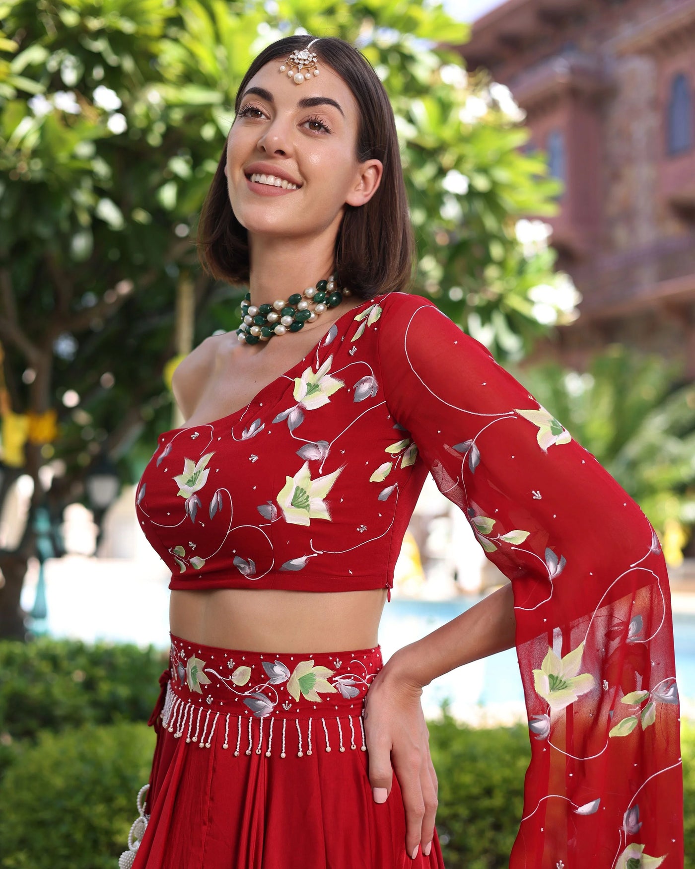 Violet Meadows Hand-Painted Lehenga Set