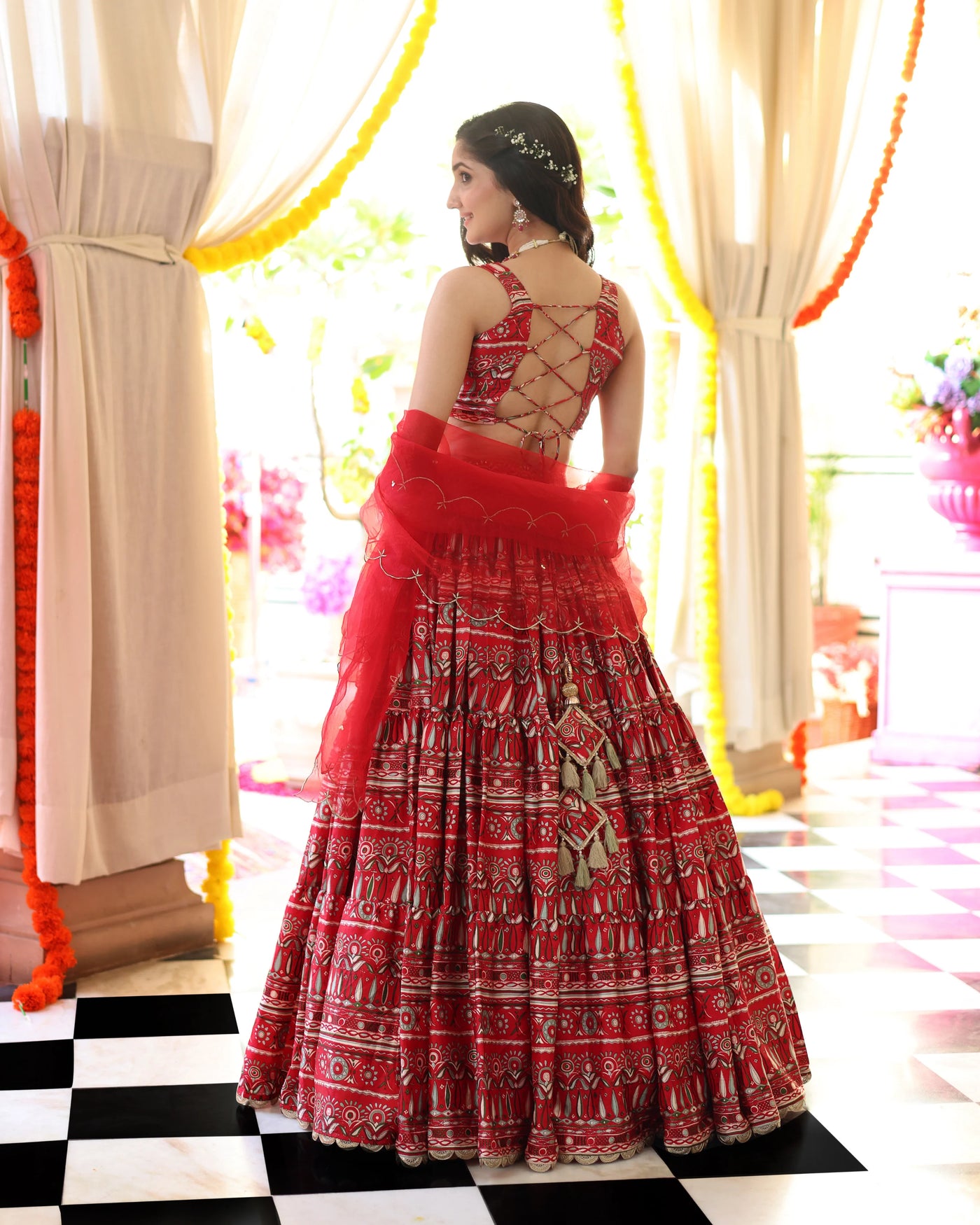 Maroon Mayur Kanjivaram Silk Lehenga