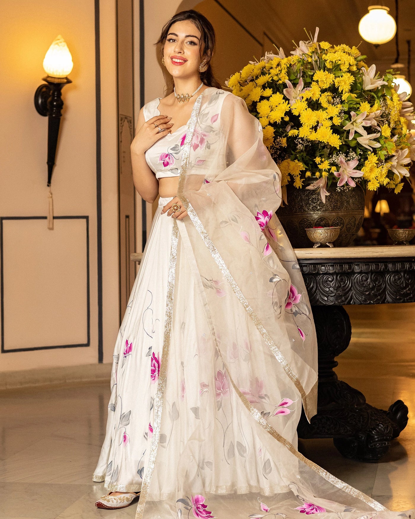 Jade Garden Hand-Painted Lehenga Set